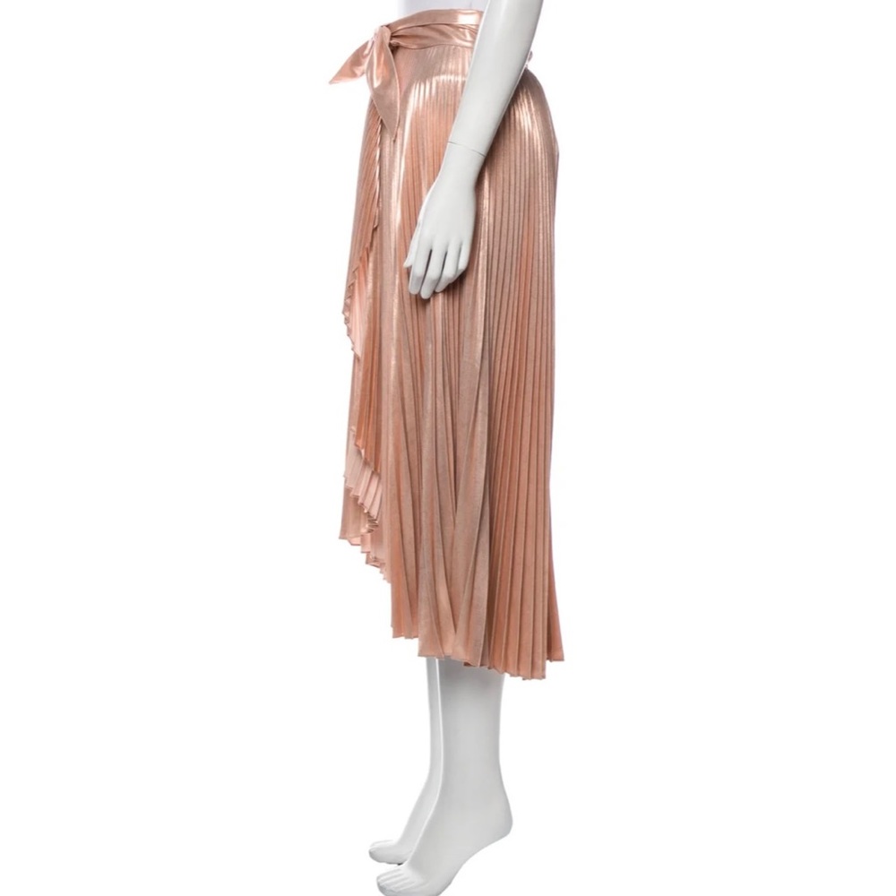 A.L.C. XS Metallic Pink Pleated Wrap Skirt Ballerina Barbie Ballerina Rose Gold - Picture 3 of 6